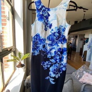 Anthropologie Maeve Floral Blue and White Dress